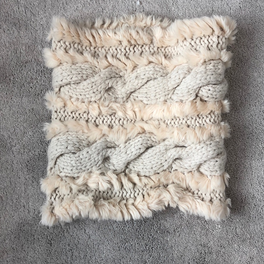 LOFT Cream Knit and Fur Infinity Scarf